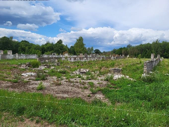 Zemes gabals - pļava ar mūra paliekām