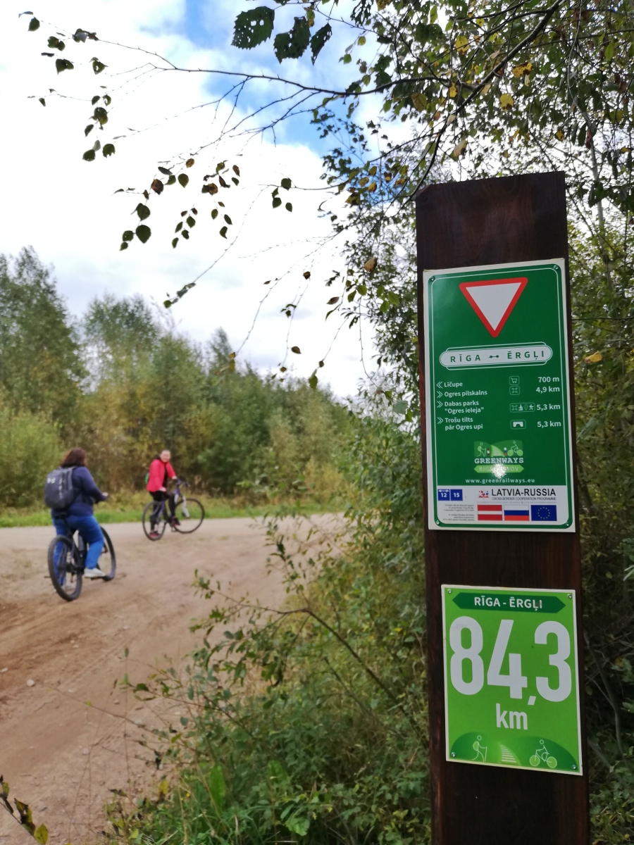 Projekts Greenways - veloceliņa stabiņš un riteņbraucēji