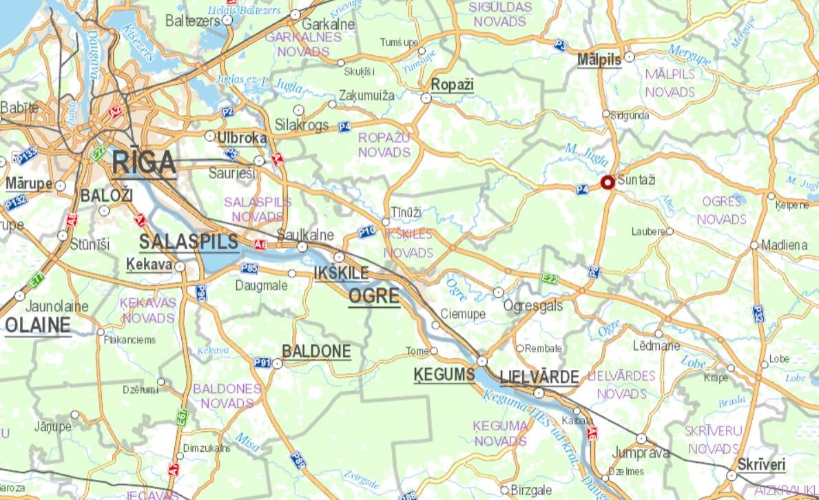Nekustamais īpašums “Imantas”- 3, Suntažu pagasts, Ogres novads novietojums karte 01.2024.