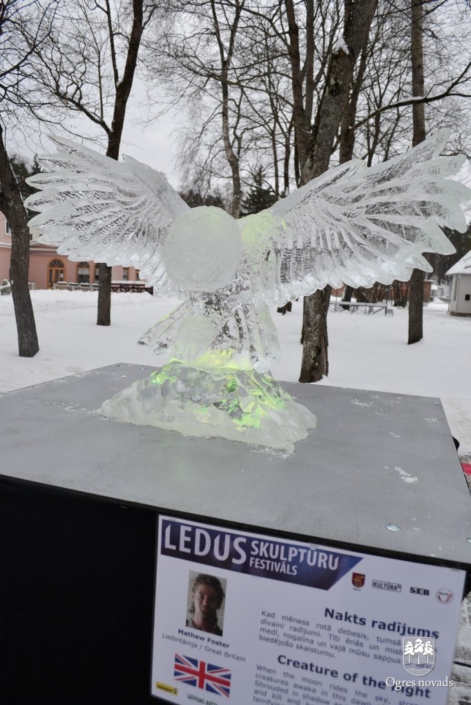 14. Ledus skulptūru festivāla mākslas darbi Ogrē