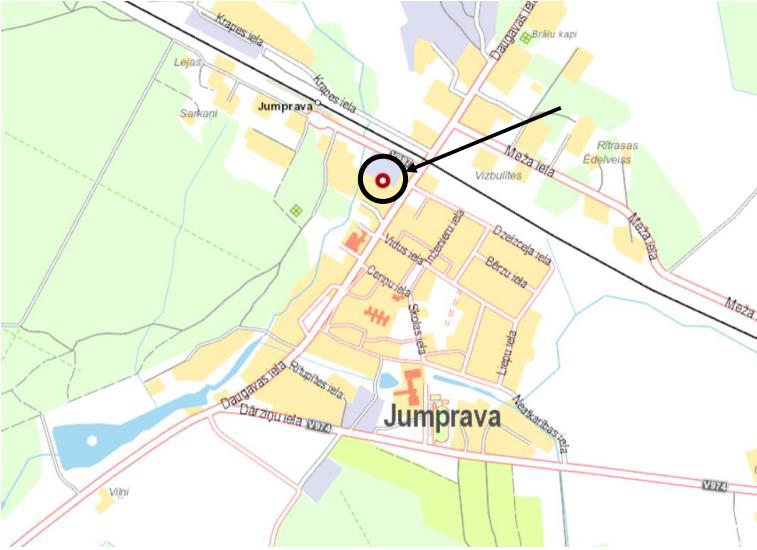 Izslole garažām Jumpravā - atrašanās vieta