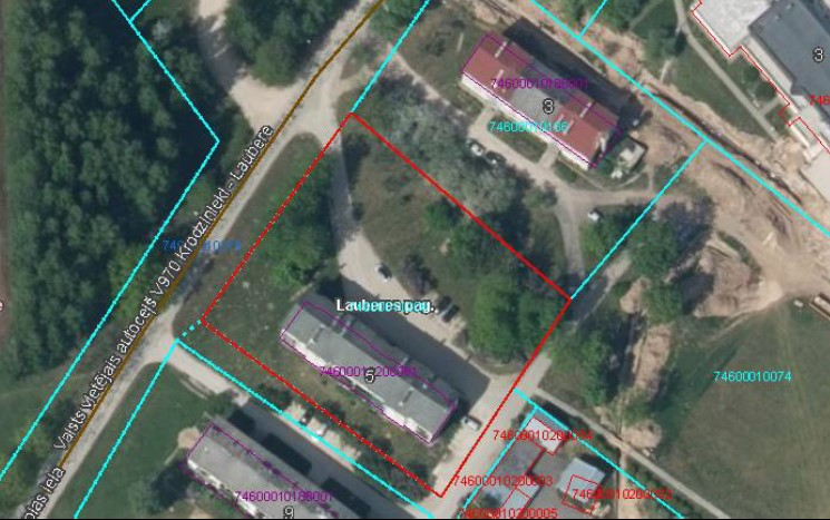 Nekustamā īpašuma Skolas ielā 5-16, Lauberē, izsole. Ortofoto.