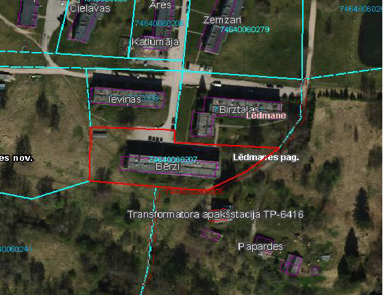 Nekustamā īpašuma “Bērzi”-20, Lēdmane, Lēdmanes pagasts, Ogres novads, kadastra numurs 7464 900 0236, atsavināšanas izsole - novietojums kartē