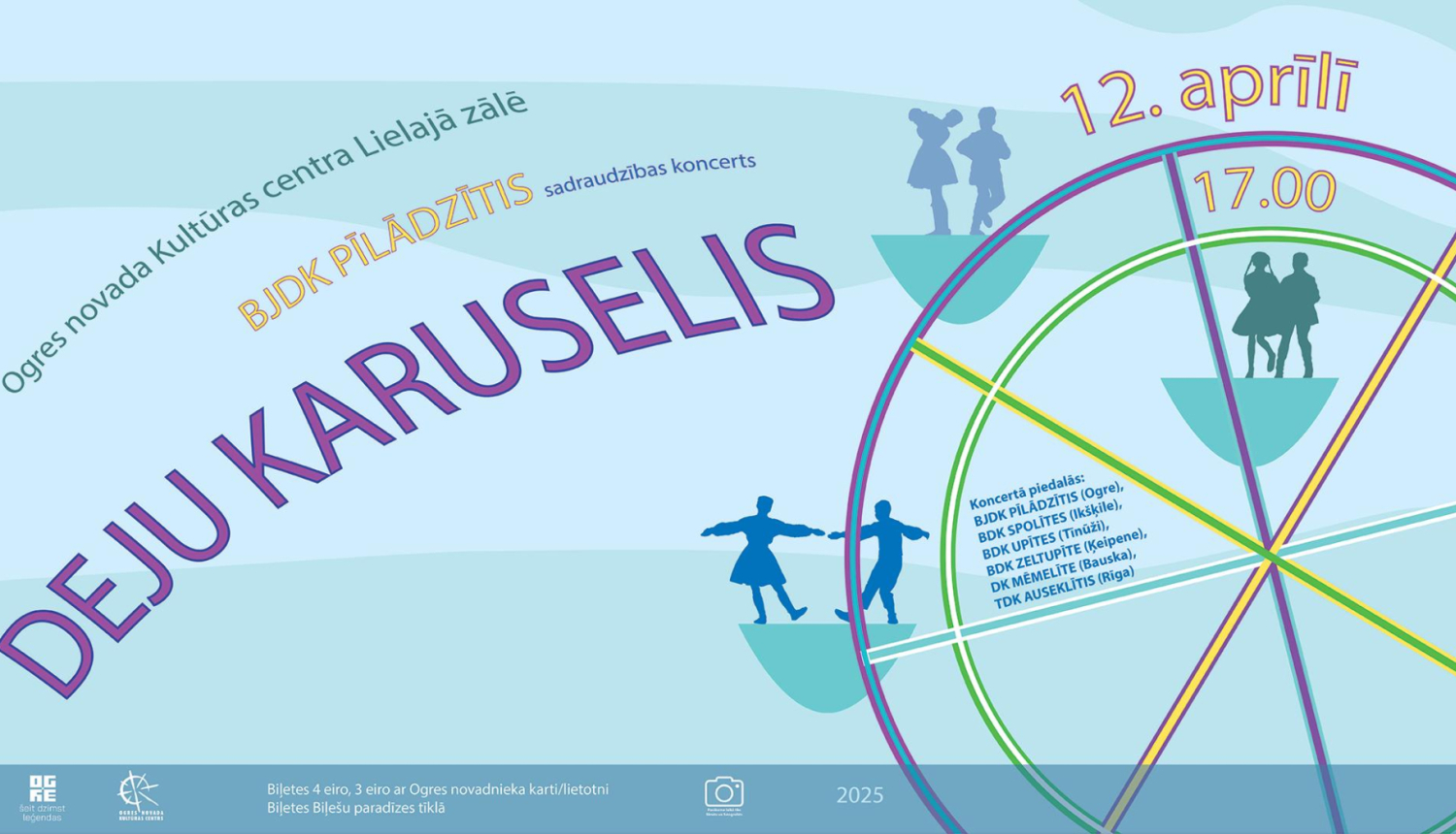 Deju kolektīva "Pīlādzītis" koncerts "Deju karuselis" Ogres novada Kultūras centrā 12. aprīlī plkst. 17.00