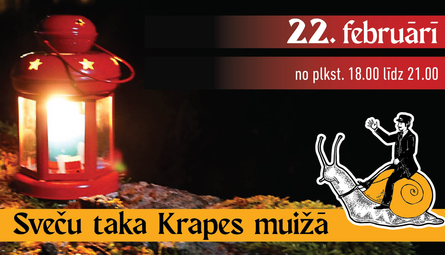 Sveču taka Krapes muižā 22. februārī no plkst. 18.00 līdz 21.00