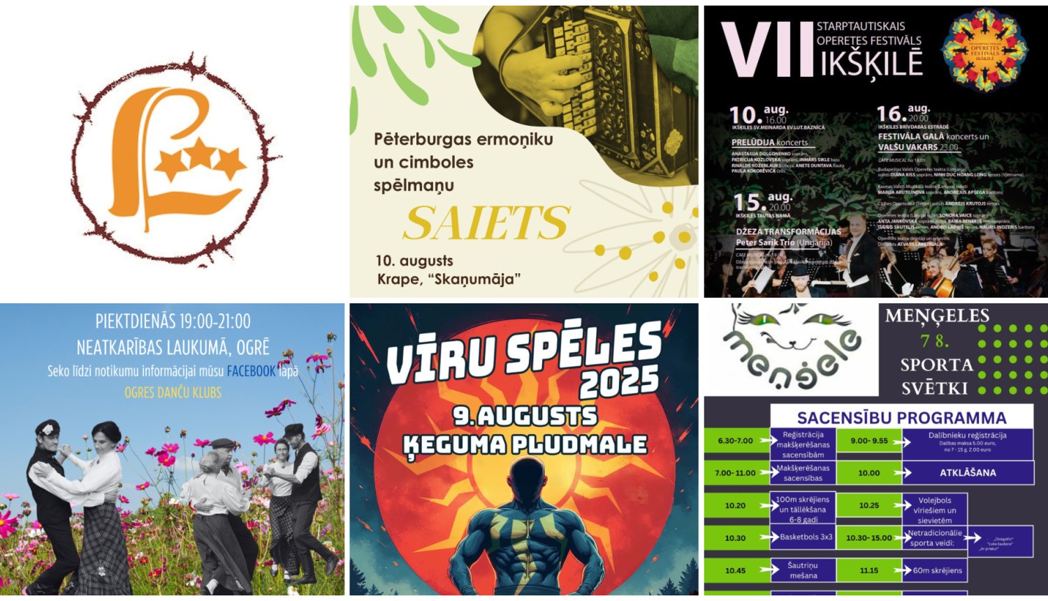 Kolāža ar nedēļas nogales pasākumu afišām