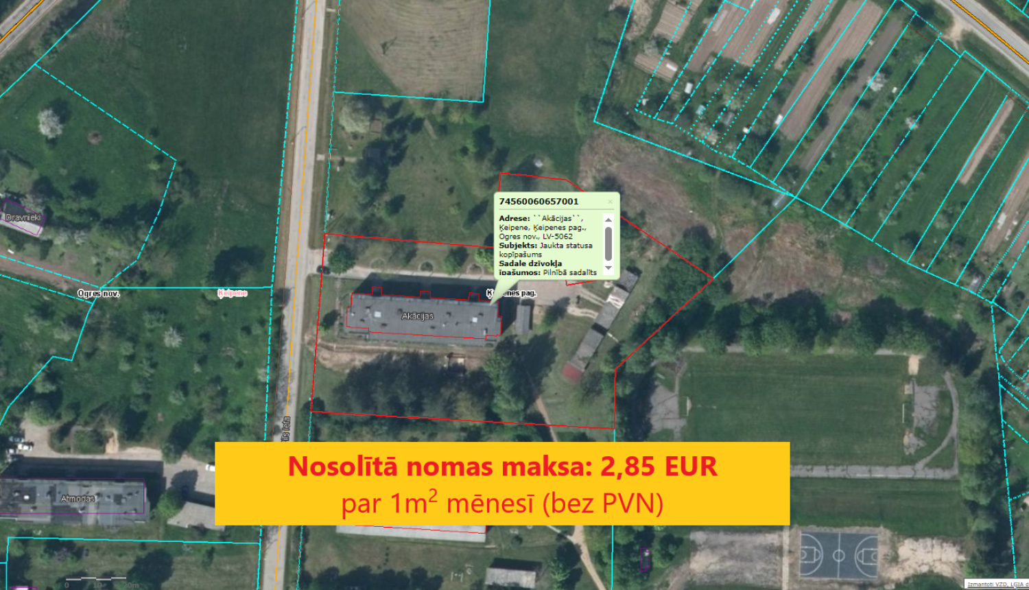 Noslēgusies izsole "Akācijas-1" Ķeipenē. Nosolītā nomas maksa 2,85 eur mēnesī par kvadrātmetru bez pievienotās vērtības nodokļa