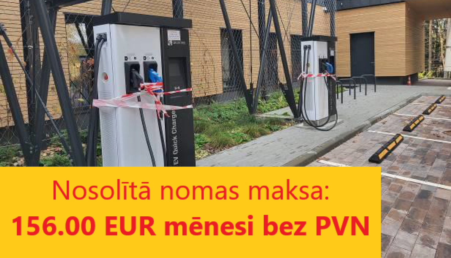 Nomas tiesību izsoles rezultāts - nosolītā nomas maksa elektroauto uzlādes vietai Brīvības ielā 35 ir 156 eiro mēnesī bez PVN
