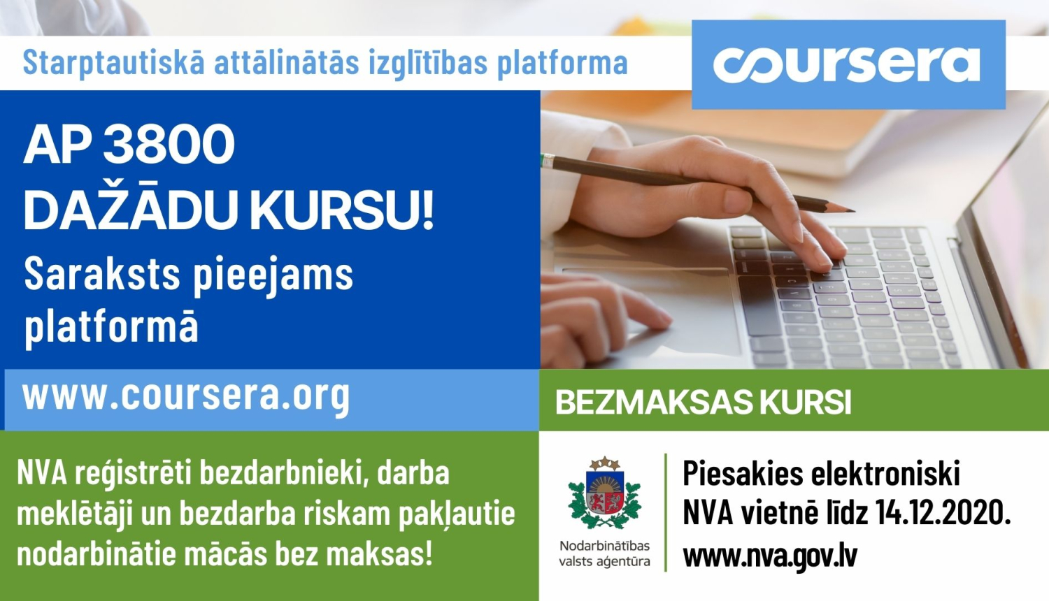 Bezmaksas mācības attālinātās izglītības platformā “Coursera”