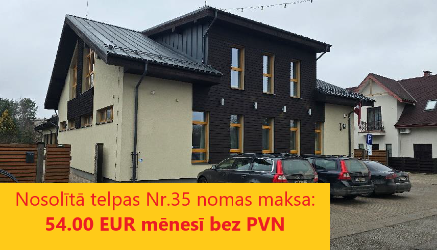 Nomas tiesību izsoles rezultāti - nosolītā telpu nomas maksa Daugavas prospektā 34, telpa 35, Ikšķilē, 54,00 eiro mēnesī bez PVN.