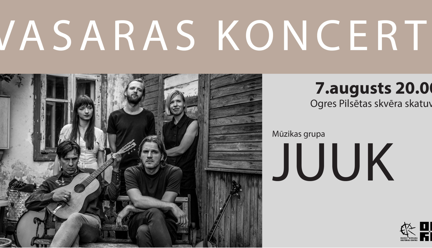 Ogres Pilsētas skvērā varēs baudīt mūziķu apvienības JUUK koncertu