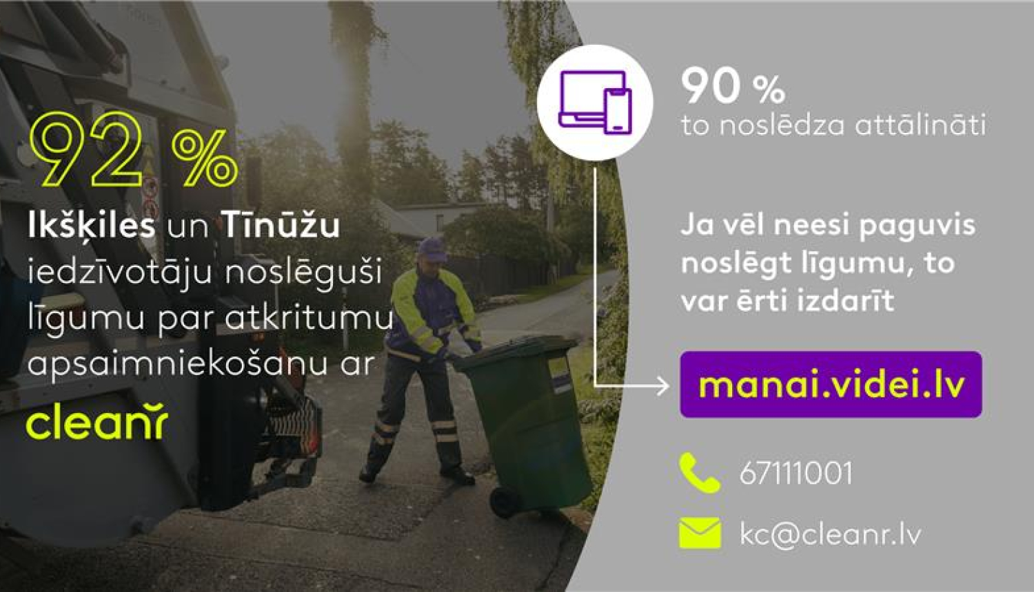 Atkritumu apsaimniekotāja SIA CleanR informācija par līgumu pārslēgšanu