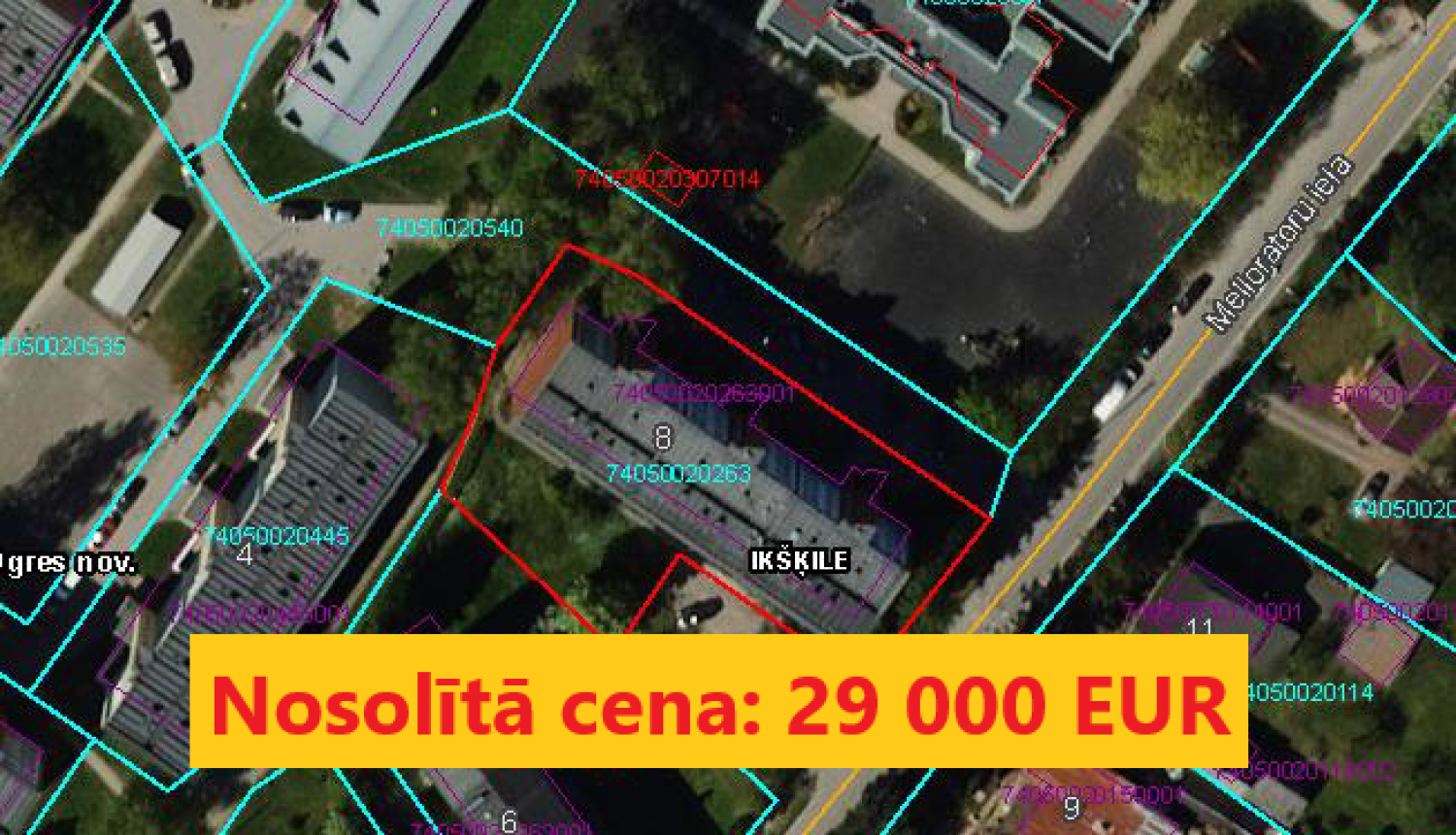 Izsoles rezultāts - Melioratoru iela 8, Ikšķile. Nosolītā cena 29 tūkstoši eiro
