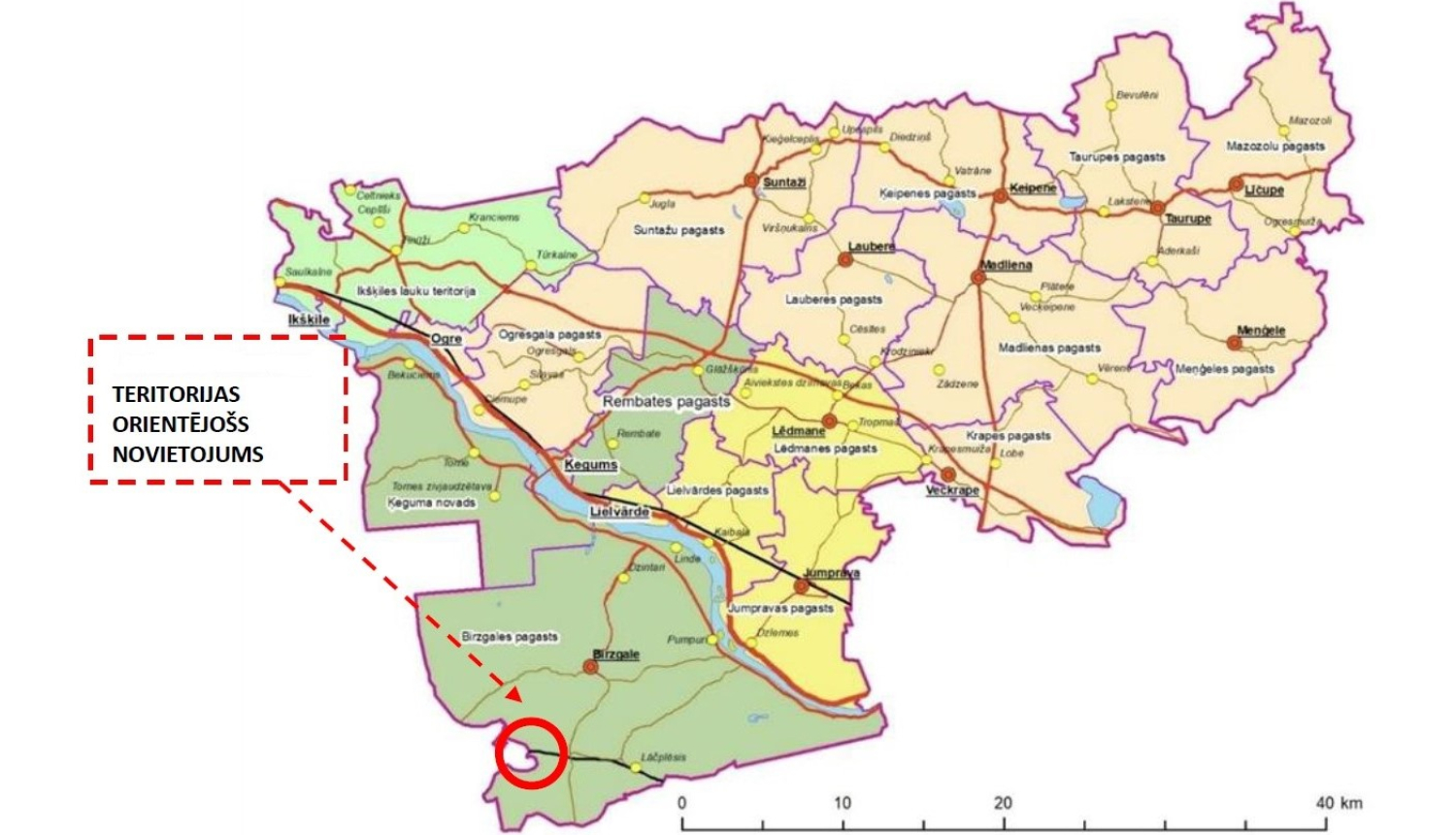 Vēja parka "Stelpe-1" novietojums novadā
