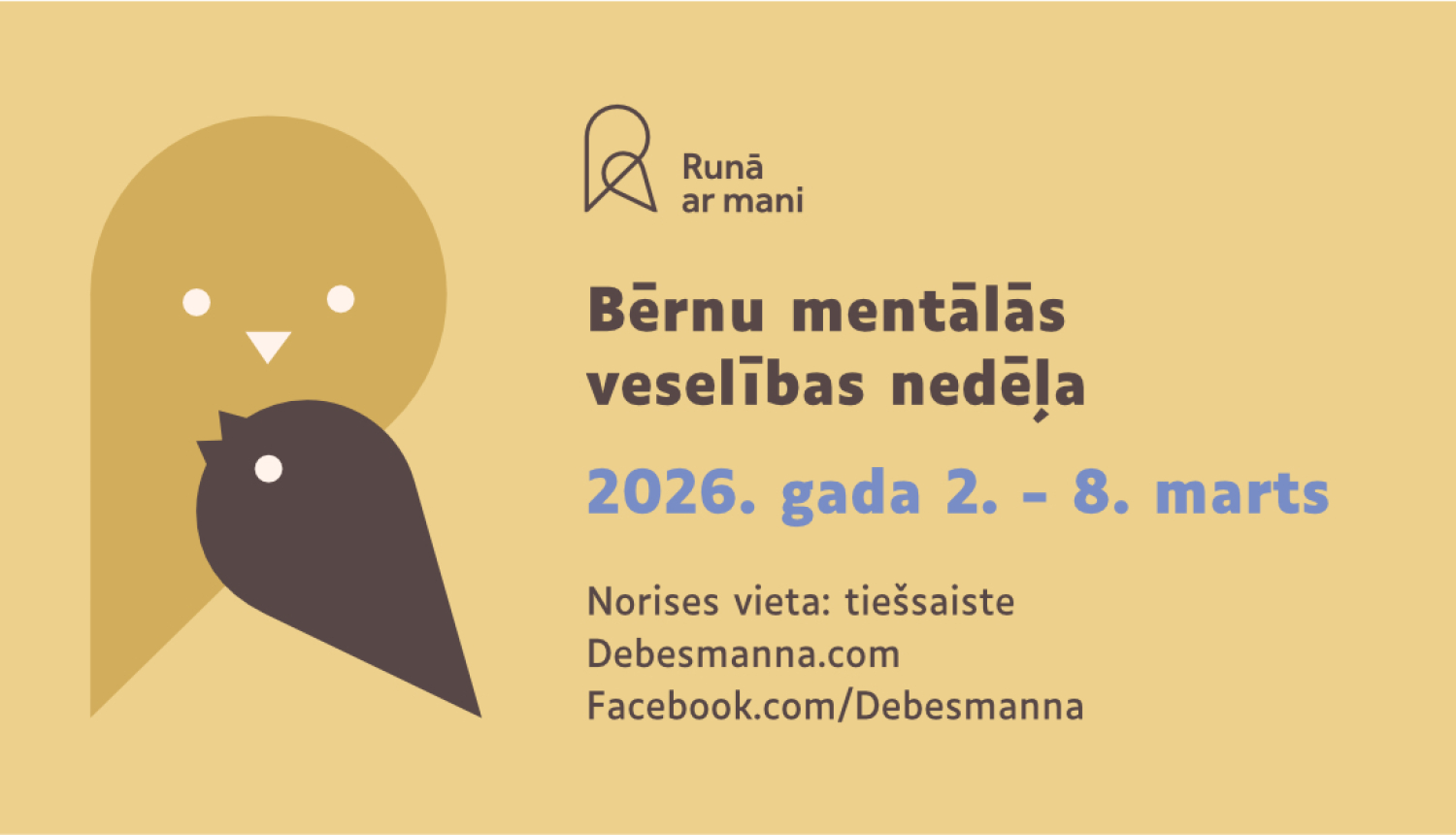Bērnu mentālās veselības nedēļa no 2026. gada 2. līdz 8. martam tiešsaistes nodarbībās