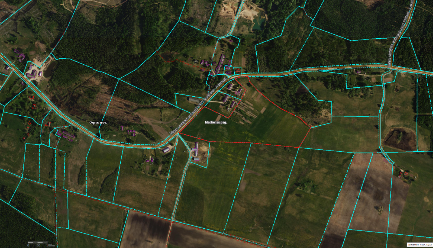 Zemes noma Plāterē, Madlienā, karte