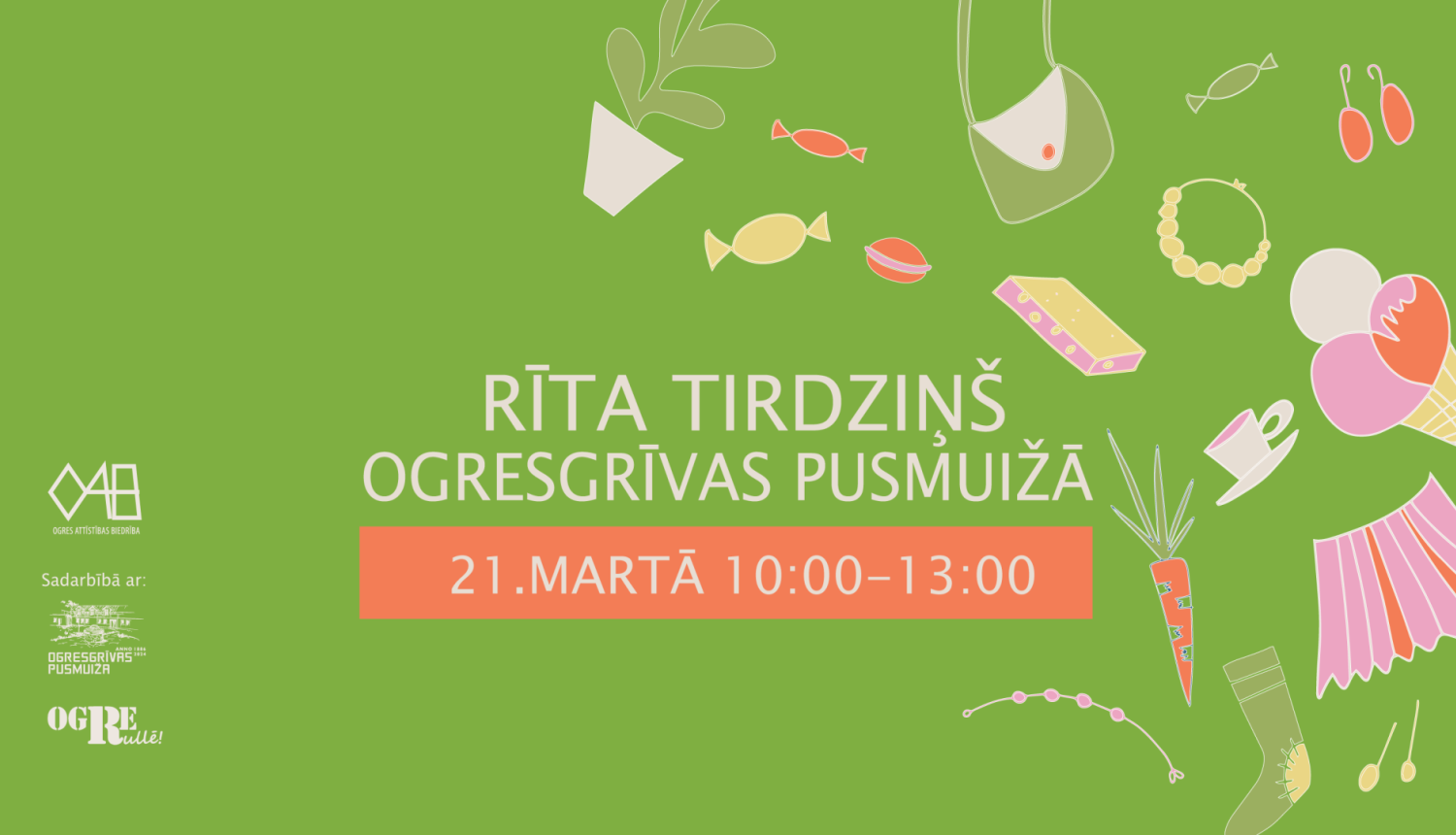 Rīta tirdziņš Ogresgrīvas pusmuižā 21. martā no plkst. 10.00 līdz 13.00