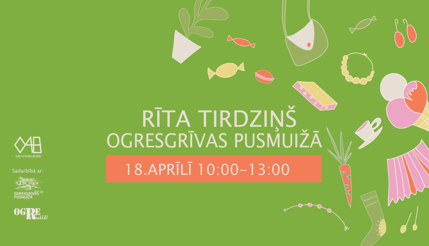 Rīta tirdziņš Ogresgrīvas pusmuižā 18. aprīlī no plkst. 10.00 līdz 13.00