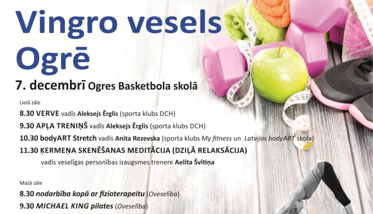 Oveselība aicina uz pasākumu “Vingro vesels Ogrē!” 7. decembrī
