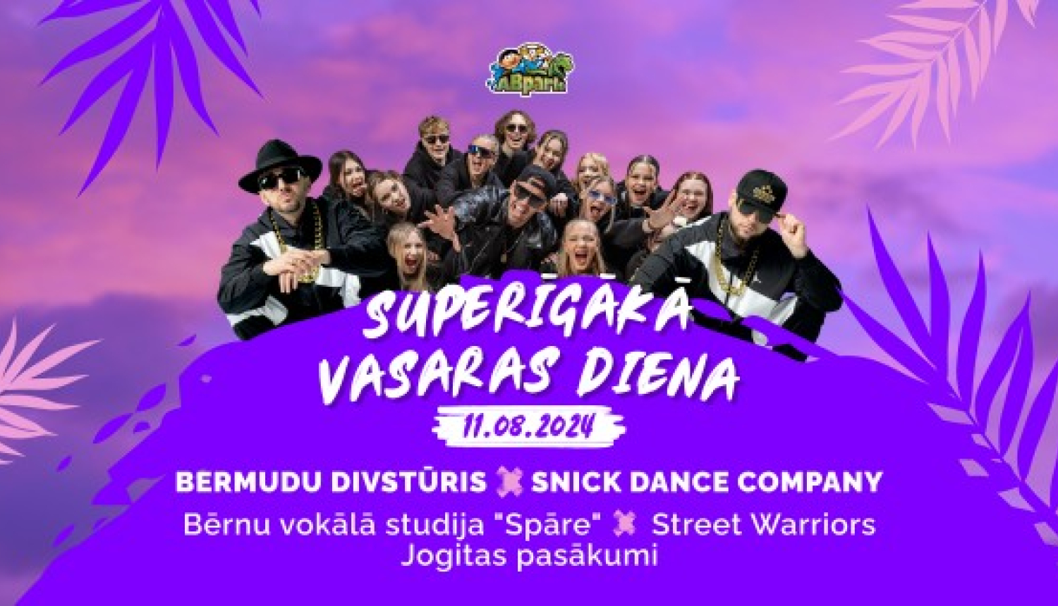 Afiša izklaides pasākumam AB parkā