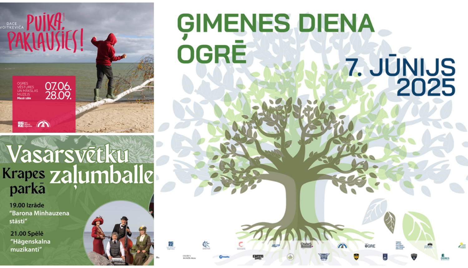 Nedēļas nogales pasākumu afišu kolāža