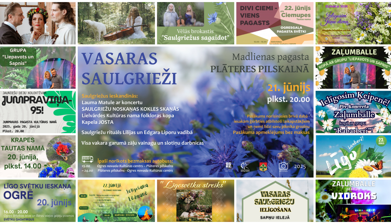 Nedēļas nogales pasākumu afišu kolāža