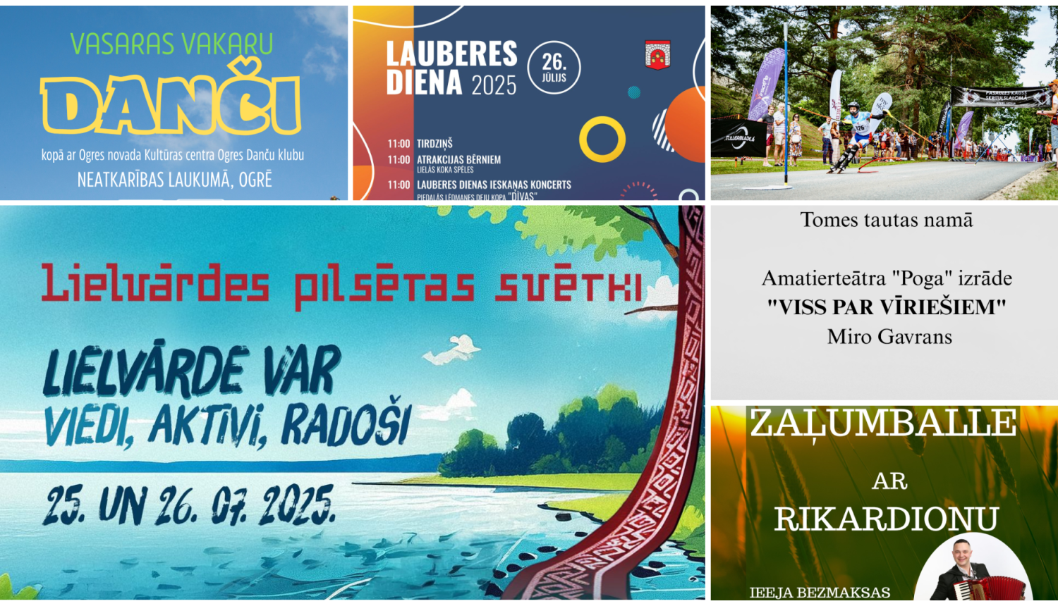 Nedēļas nogales pasākumu afišu kolāža