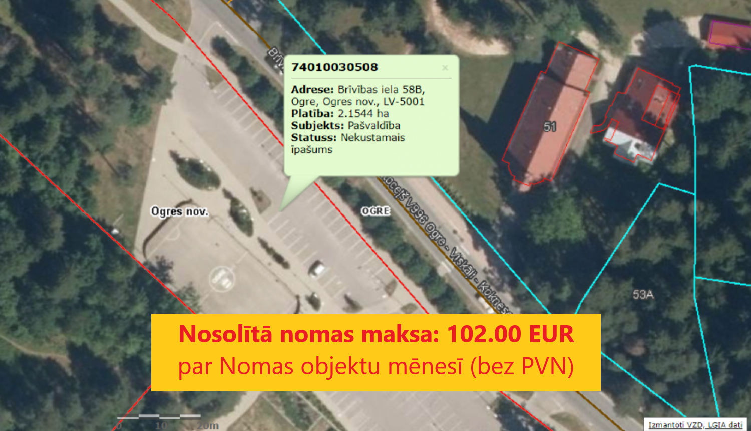 Noslēgusies izsole Brīvības ielā 58b Ogrē