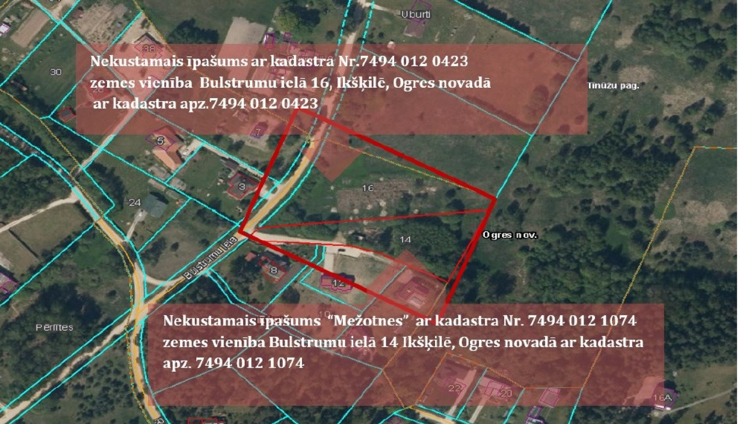 Zemes vienībaa Bulstrumu ielā 14 un Bulsturumu ielā 16 Ikšķilē