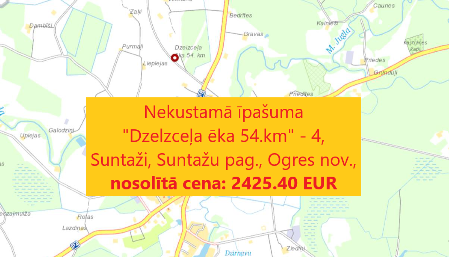 Nekustamais īpašums “Dzelzceļa ēka 54.km”-4 Suntažos, izsoles rezultāti