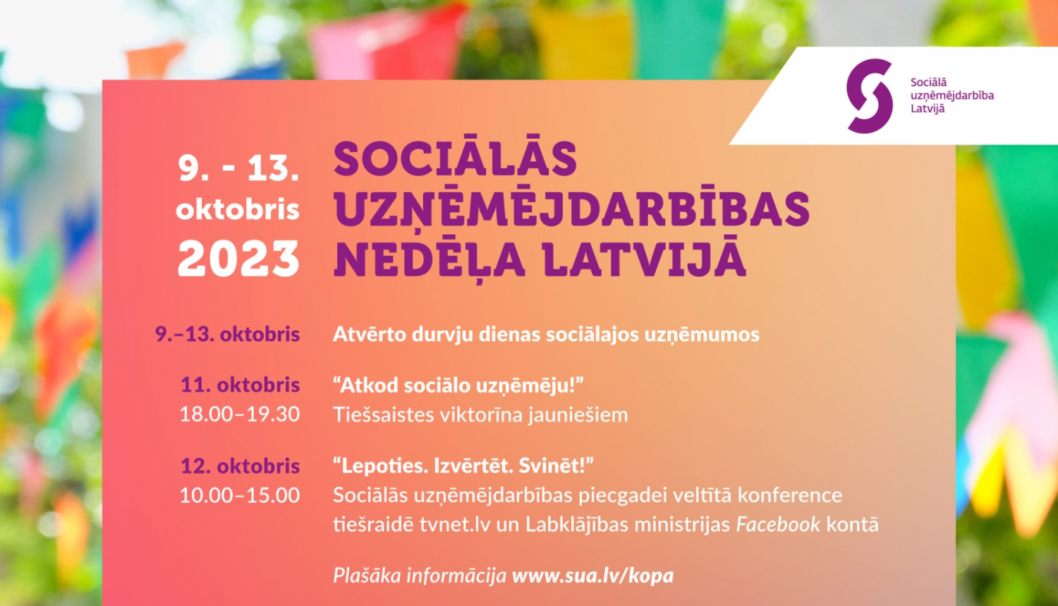 Sociālās uzņēmējdarbības nedēļa 2023 plakāts