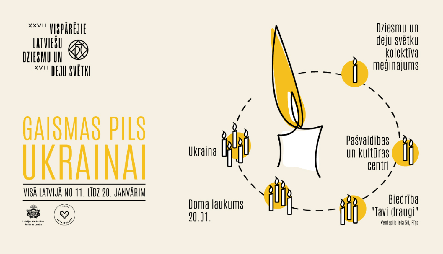 Ogres novada amatiermākslas kolektīvi piedalās akcijā GAISMAS PILS UKRAINAI