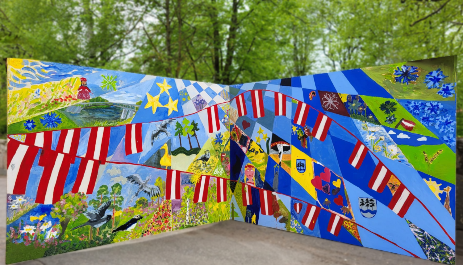 Par godu Latvijas Republikas neatkarības atjaunošanai ar ogreniešu rokām tapusī glezna