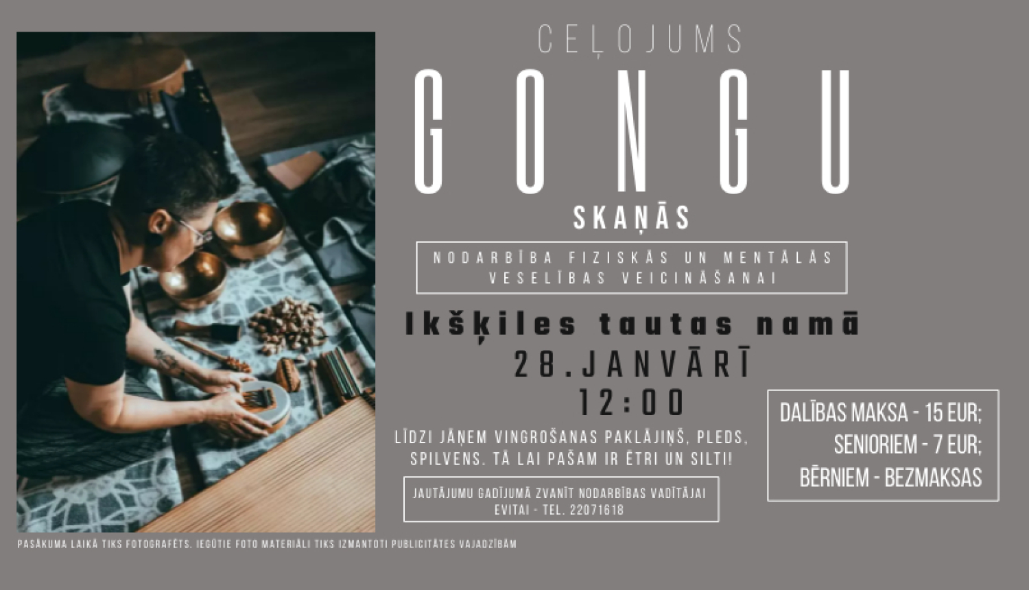 Gongu skaņas nodarbība Ikšķilē plakāts 28.01.2024