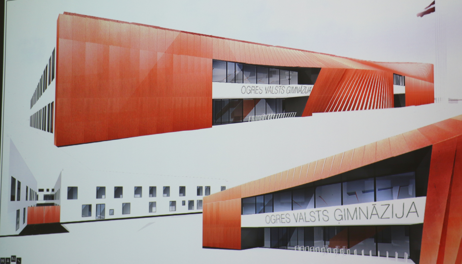 Top jaunās Ogres Valsts ģimnāzijas ēkas un sporta kompleksa projekts