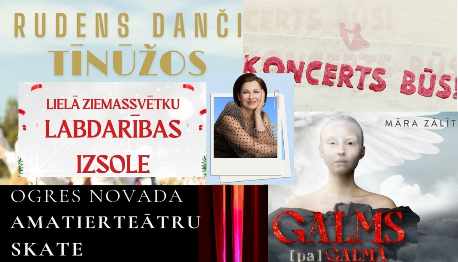 Nedēļas nogales notikumu afišu kolāža