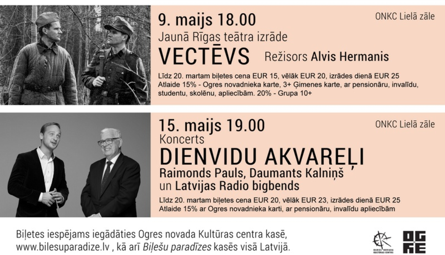 Sākas biļešu iepriekšpārdošana uz maija pasākumiem