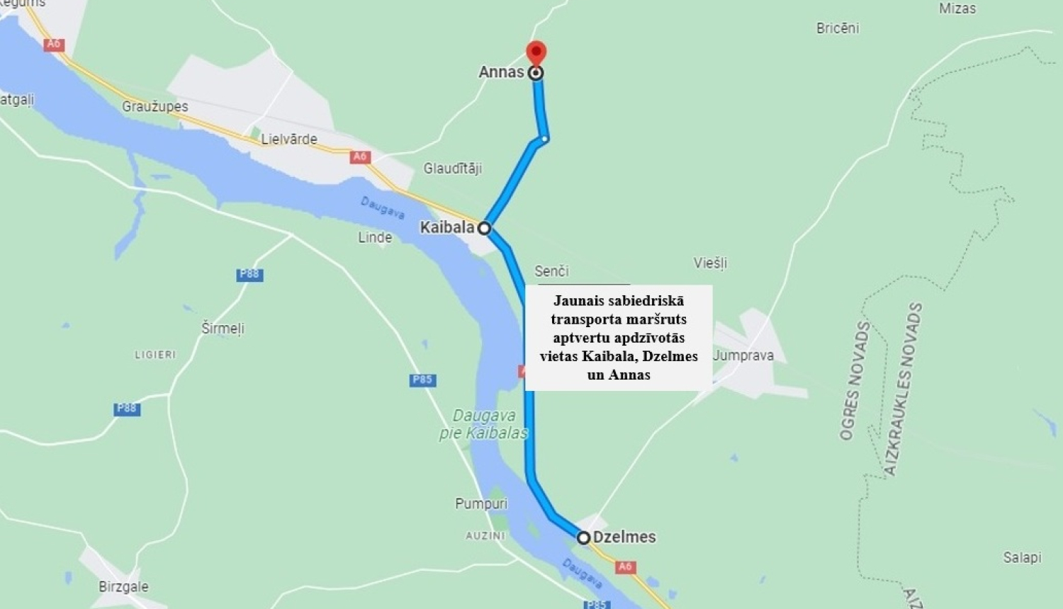 Maršruts Kaibala, Dzelmes, Annas