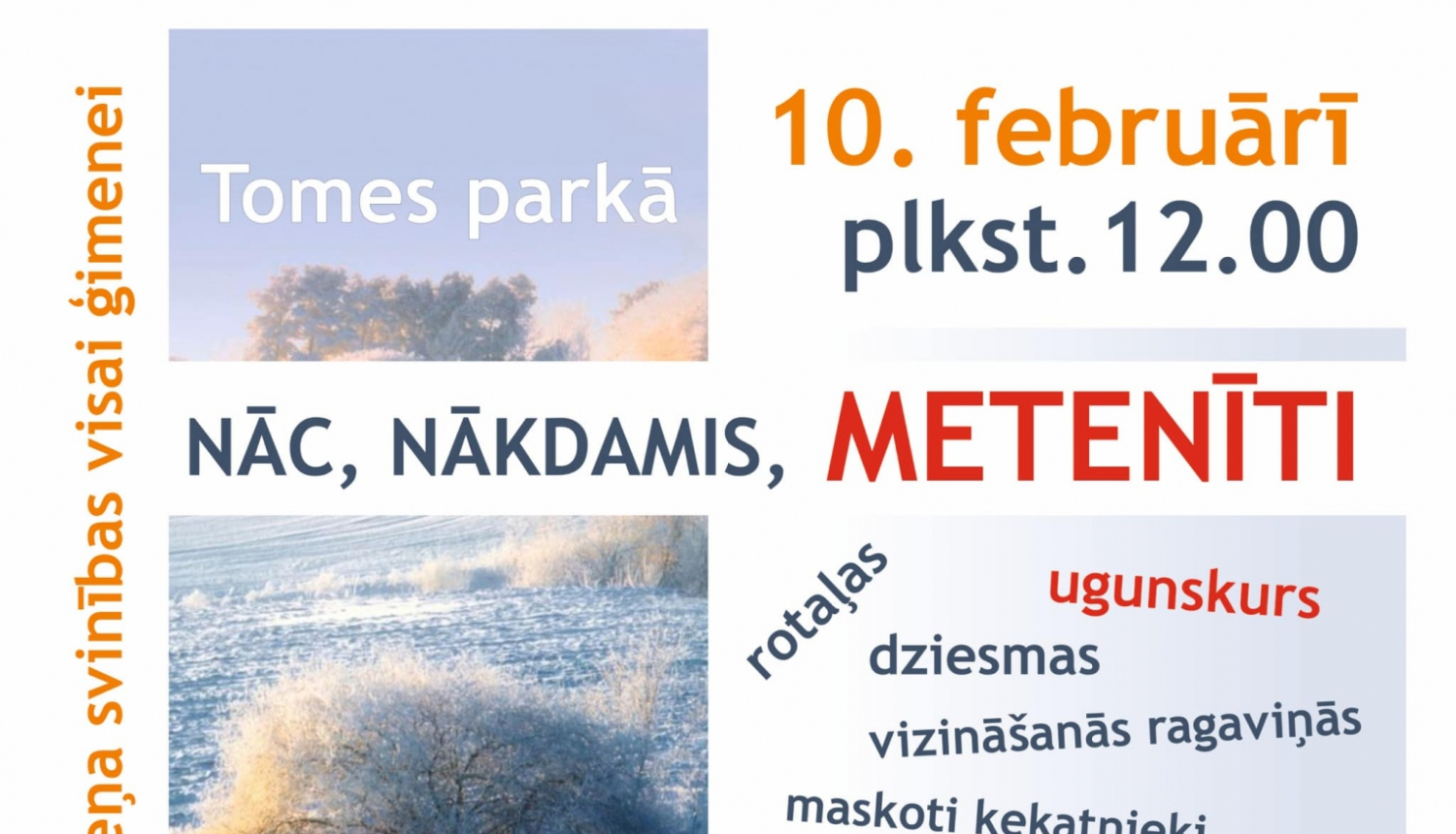 Meteņa svinības Tomē plakāts 10.02.2024.