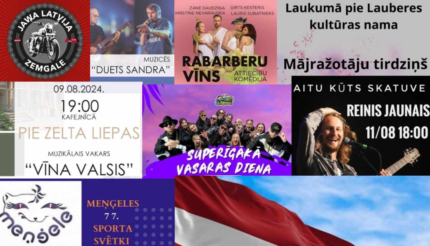 Nedēļas nogales notikumu afišu kolāža