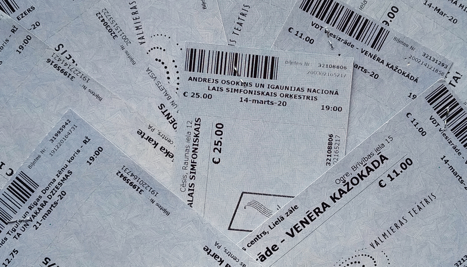 Informācija par biļešu personalizāciju pasākumiem, kas notiek ONKC telpās