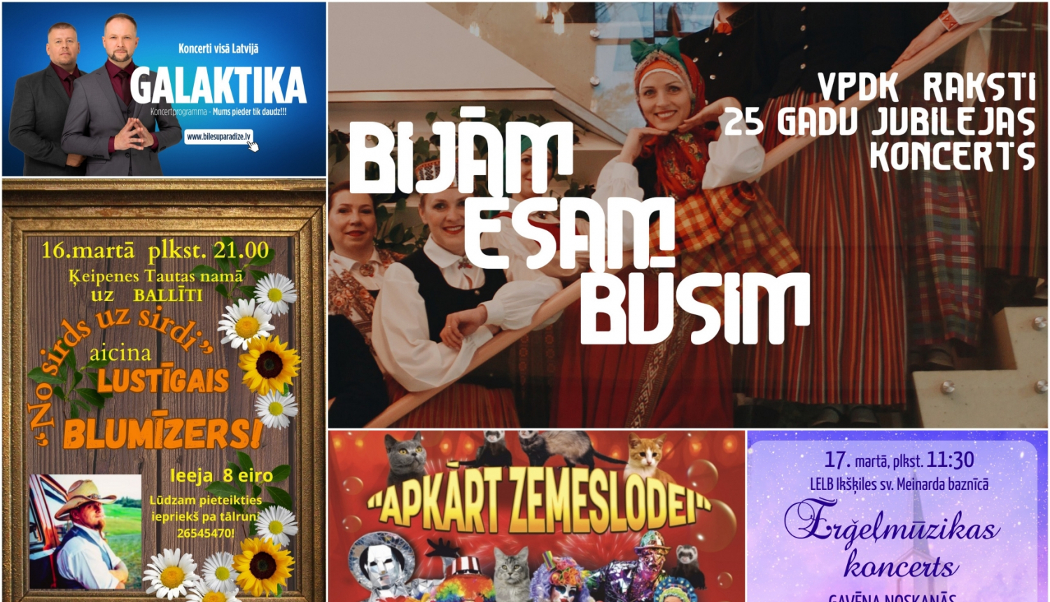 Pasākumi Ogres novadā plakātu kolāža 03.2024.