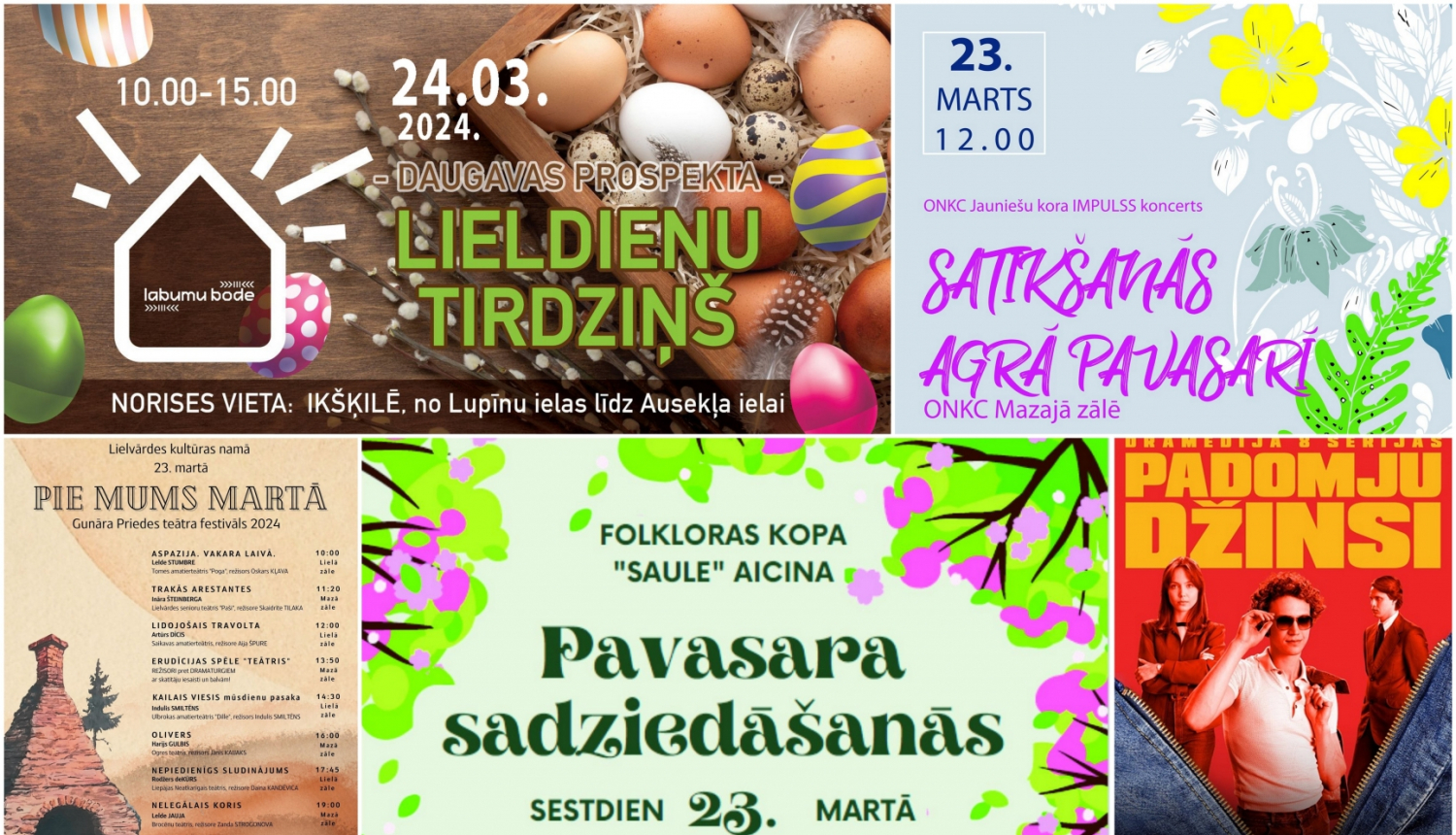 Aprīļa pasākumu plakātu kolāža 04.2024.