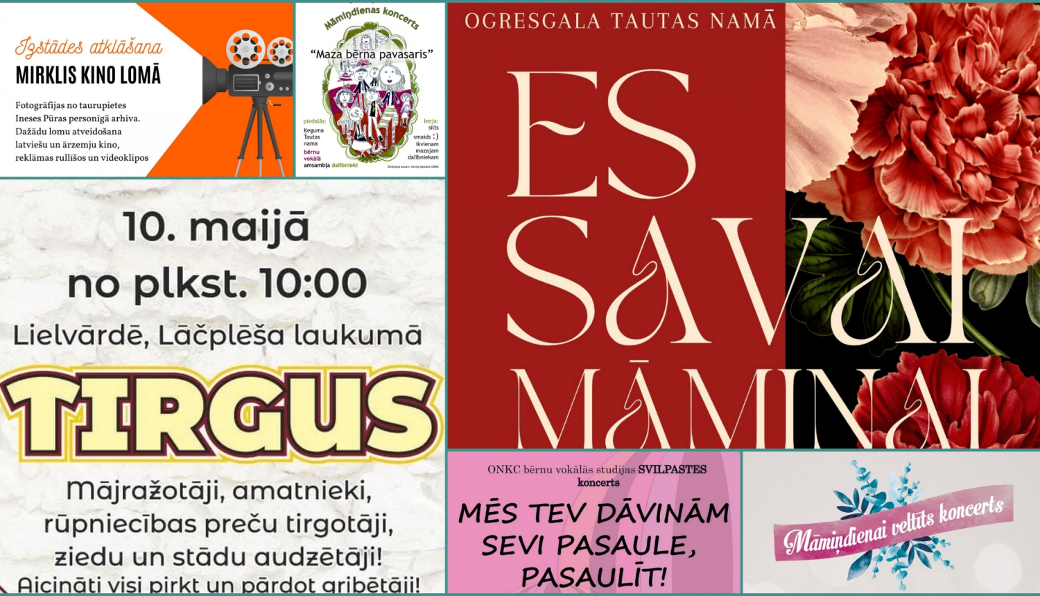Pasākumu Ogres novadā plakāti 05.2024. kolāža