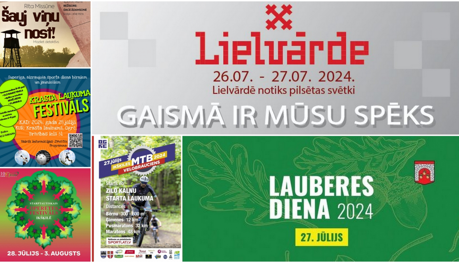 Pasākumu Ogres novadā plakātu kolāža