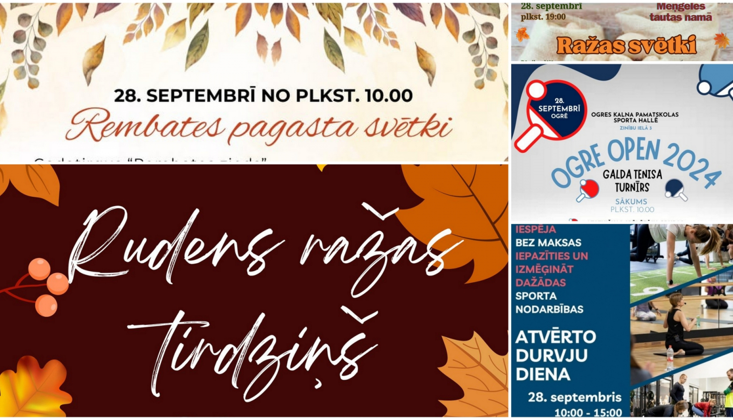 Pasākumu Ogres novadā 09.2024. plakātu kolāža