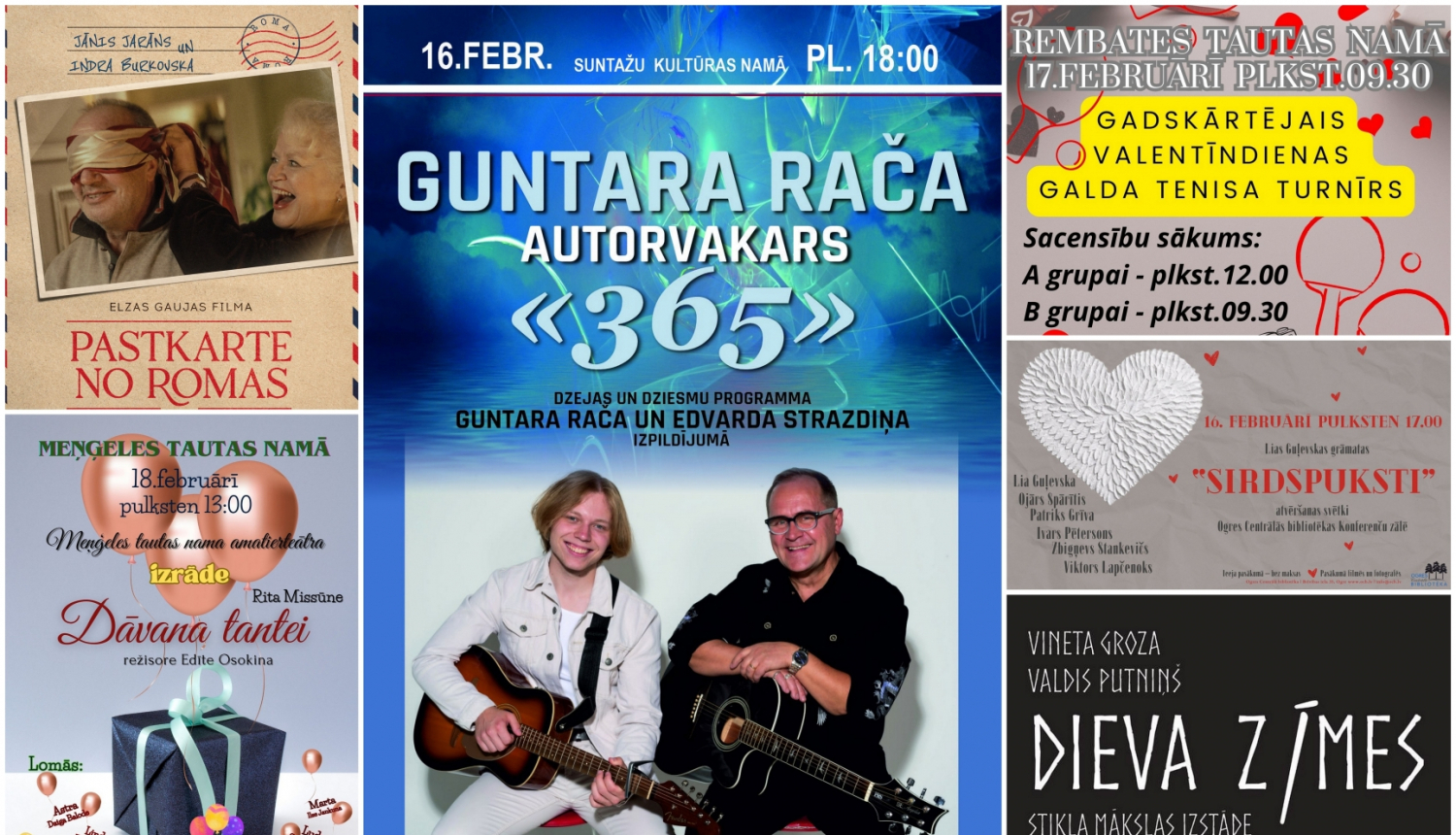 Ogres novada 16.-18.02. pasākumu plakātu kolāža