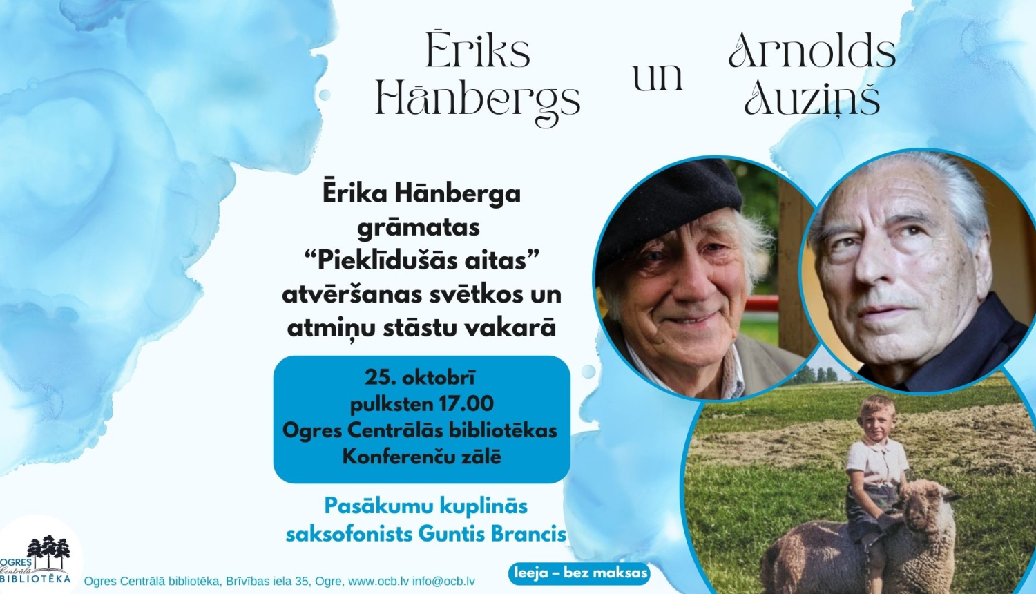 Ērika Hānberga grāmatas “Pieklīdušās aitas” atvēršanas svētki Ogres Centrālajā bibliotēkā 25.10.2024.