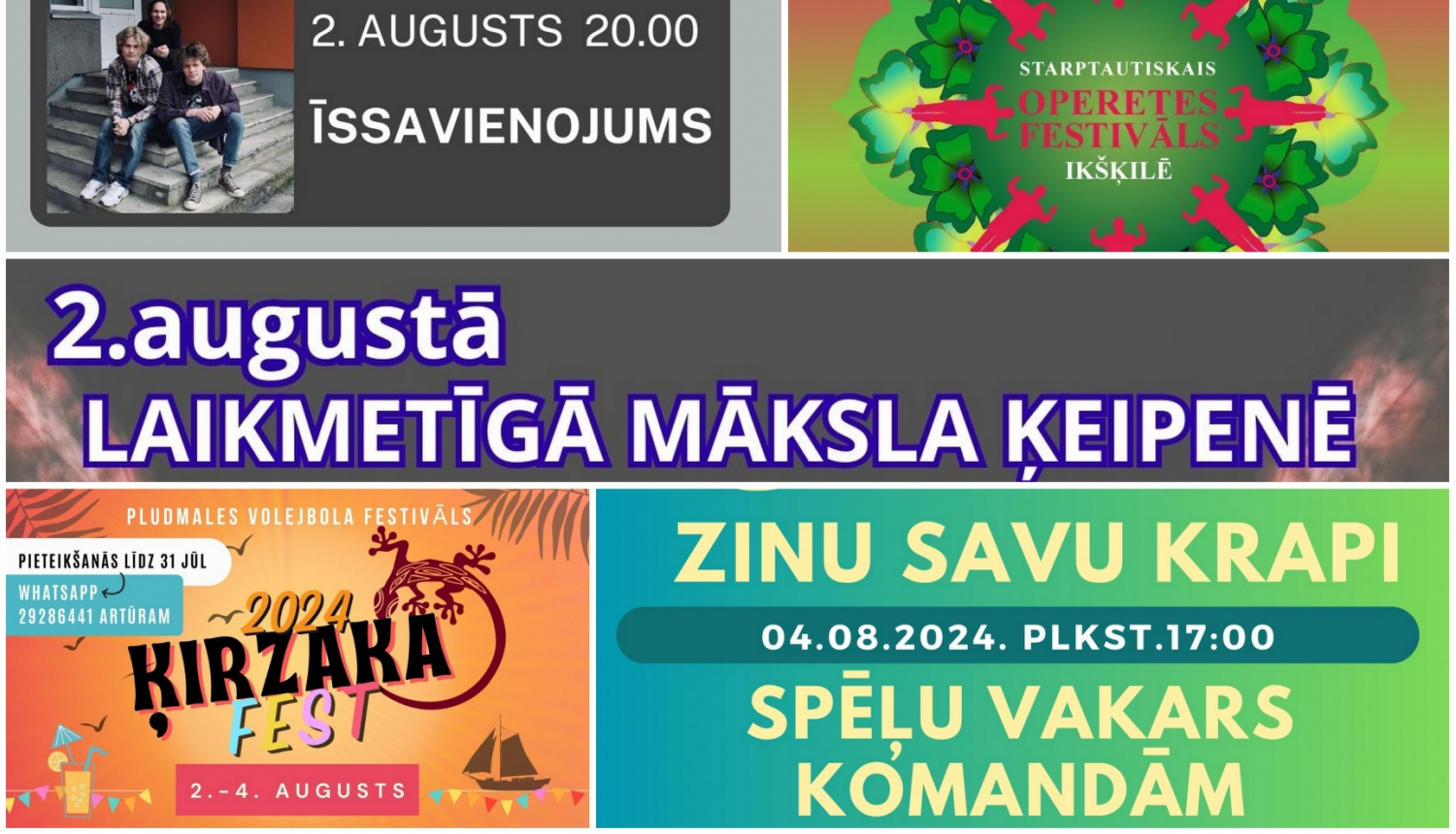 Pasākumu Ogres novadā plakātu kolāža 08.2024.