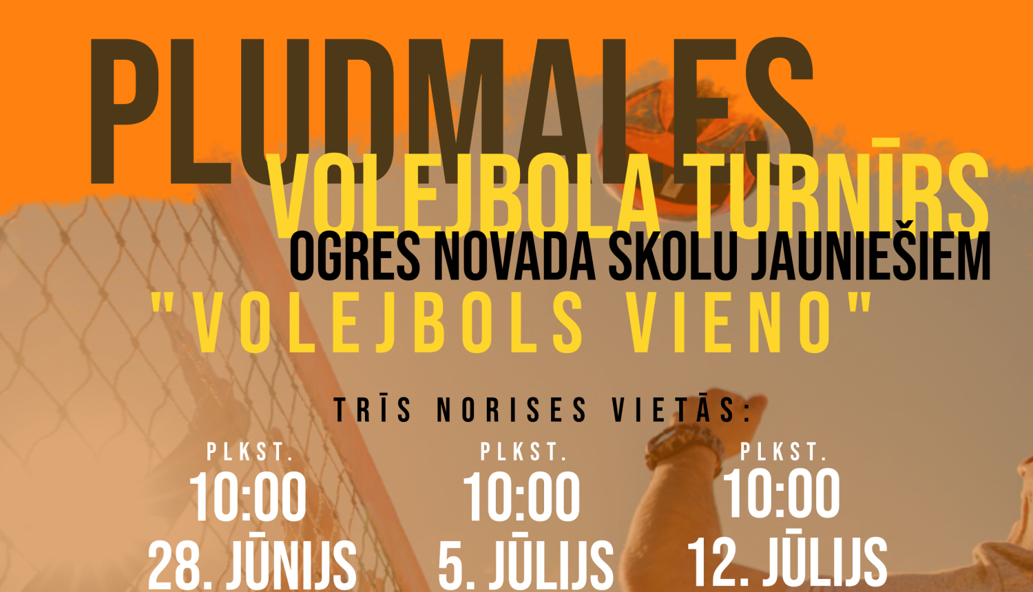 Pludmales volejbola turnīrs  Ogres novada skolu jauniešiem “Volejbols vieno”